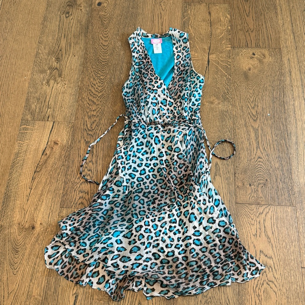 Blumarine Blugirl Blue Leopard Print Midi Dress